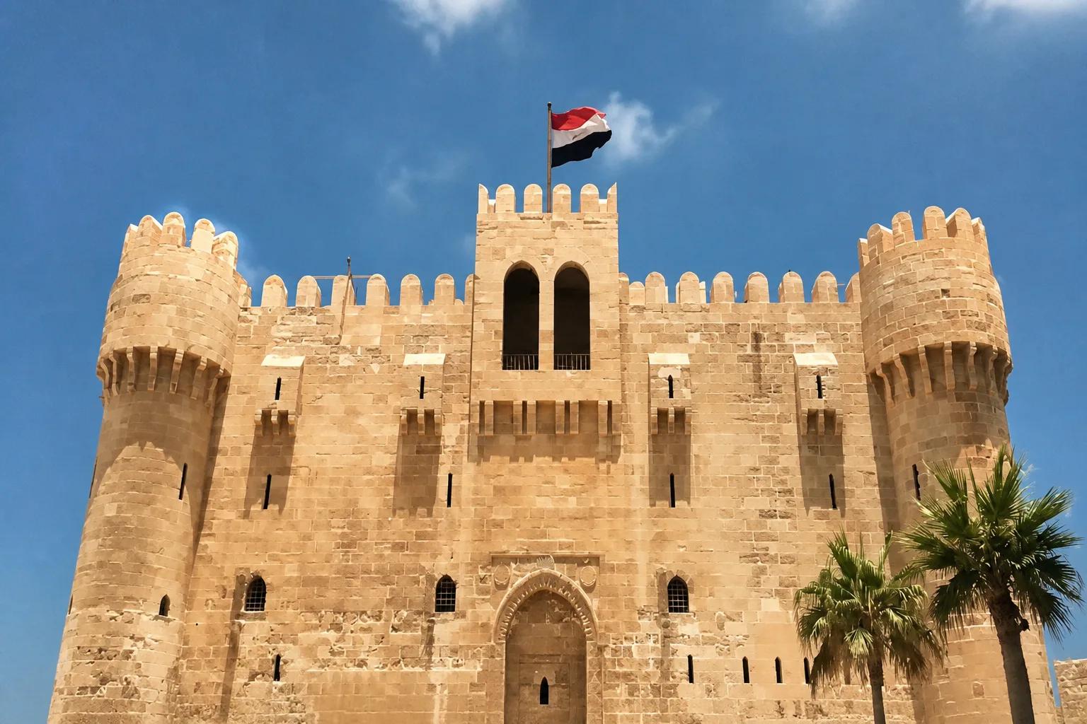 The 15th-century Qaitbay Citadel on the Mediterranean at Alexandria