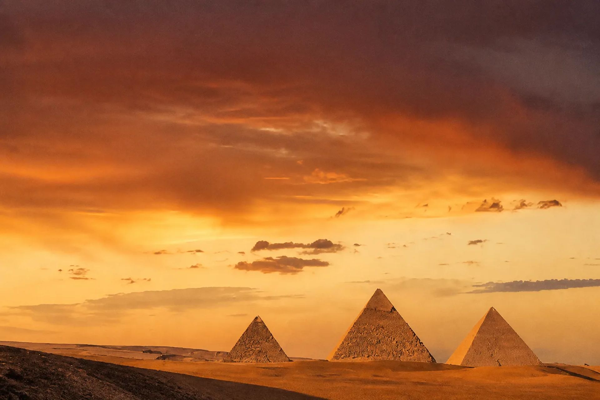 The Great Pyramid of Khufu on the Giza plateau in soft morning light