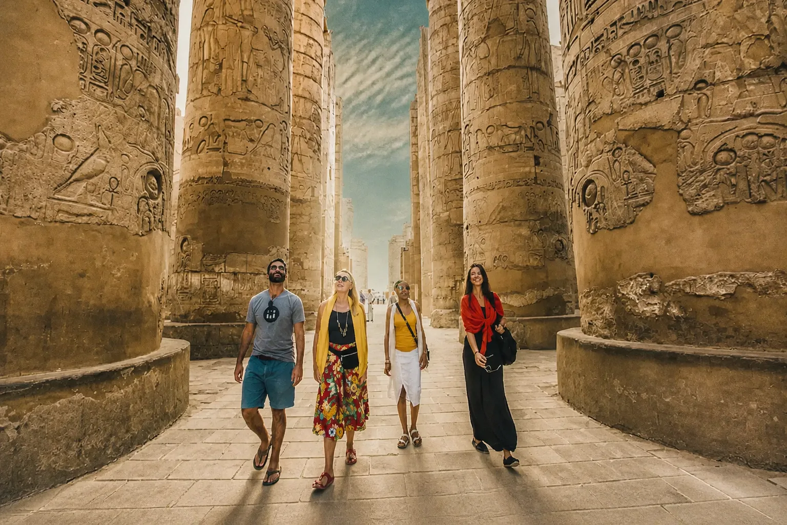 A British family at the Pyramids during half-term