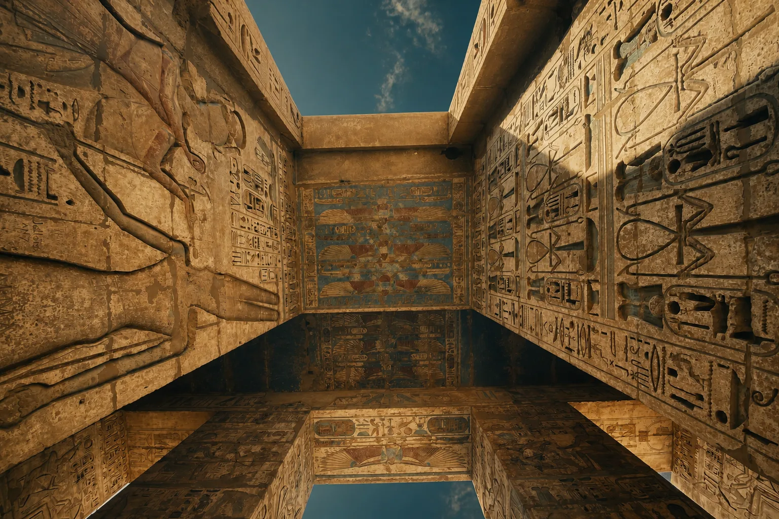 Carved hieroglyphs on a Karnak wall
